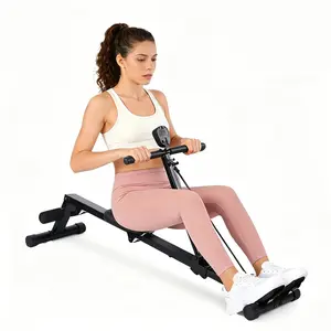 Compact Rowing Machine with 3 Elastic Resistance Ropes, Heavy Duty Home Rower for Full Body Workout, LCD Monitor Cardio Fitness Station for Small Space & Apartment, 276LB Capacity Magnetic-Like Quiet Exercise Machine