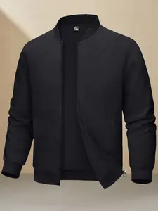 Men's Autumn Winter Jacket Casual Sports Streetwear Trendy Brand Outdoor Clothing with Hood Stylish Zip-Up Cardigan Zipper Closure Pocket Design Gift for Husband or Boyfriend