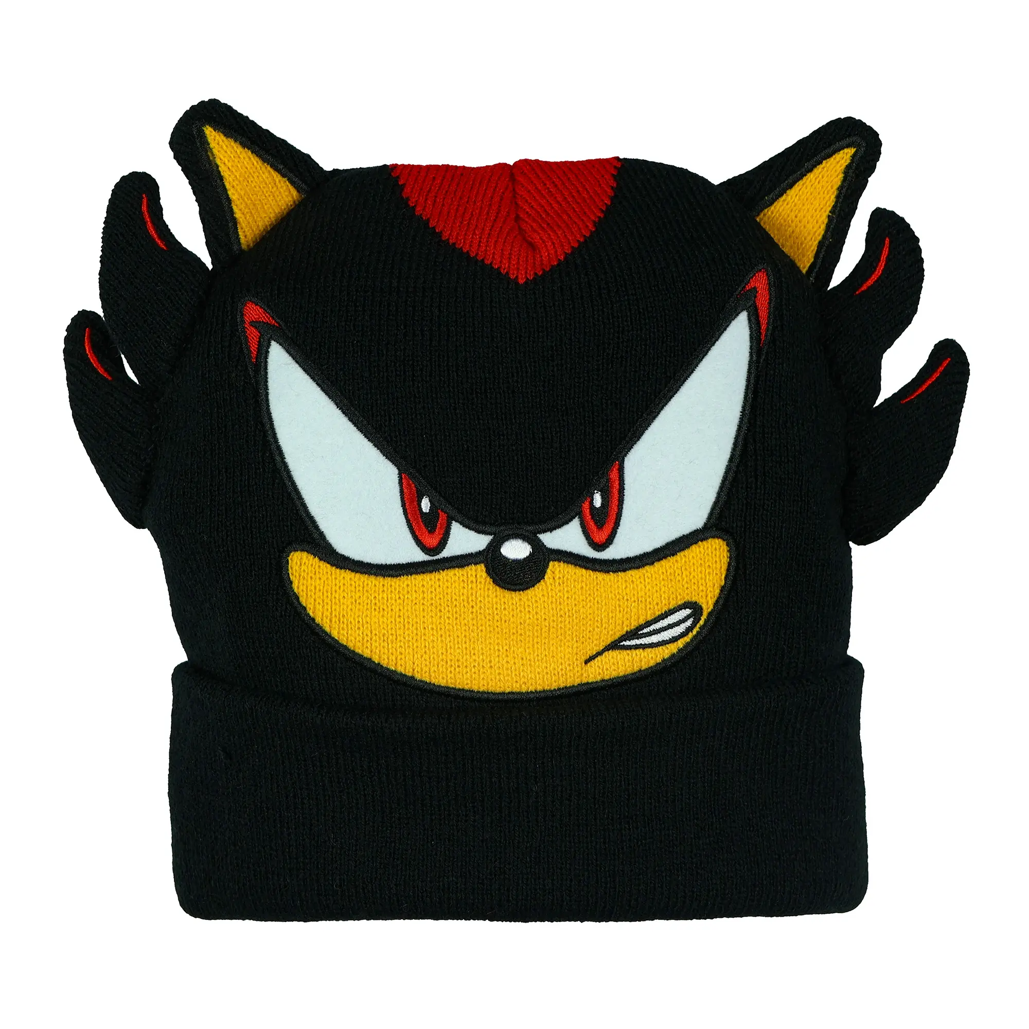 Shadow Character Cuffed Beanie, Unisex Acrylic Knit Novelty Cap with 3D Ears & Quills for Cozy Winter Warmth, Fashion Beanie Hat, Anime Mascot Character Hats, Cozy Knit Warmth For Cold Commutes