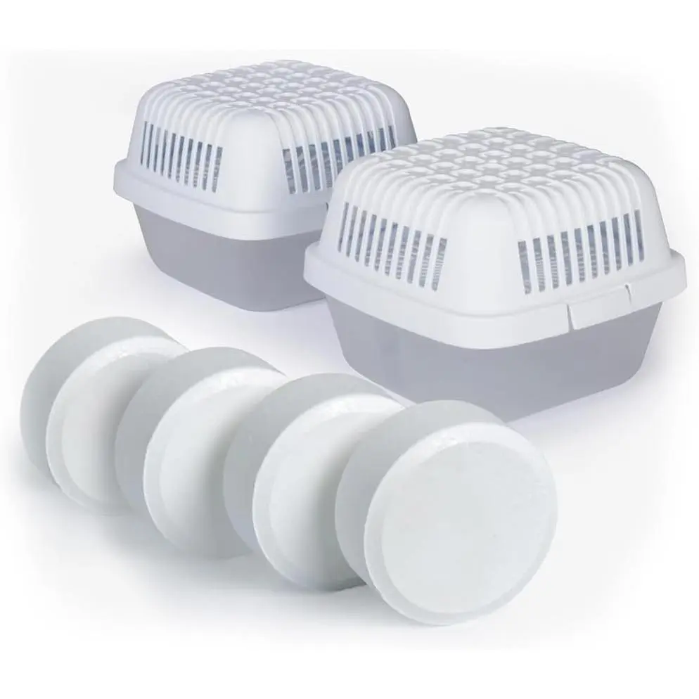 Cordless Reusable Silent Smart Moisture Absorber Dehumidifier Packs (2 Units, 15.9oz, 7*6in) - No Electricity, 4 Refills, Silent Operation, Moisture Control for Bedrooms, Kitchens, Vehicle, Boats, Safes