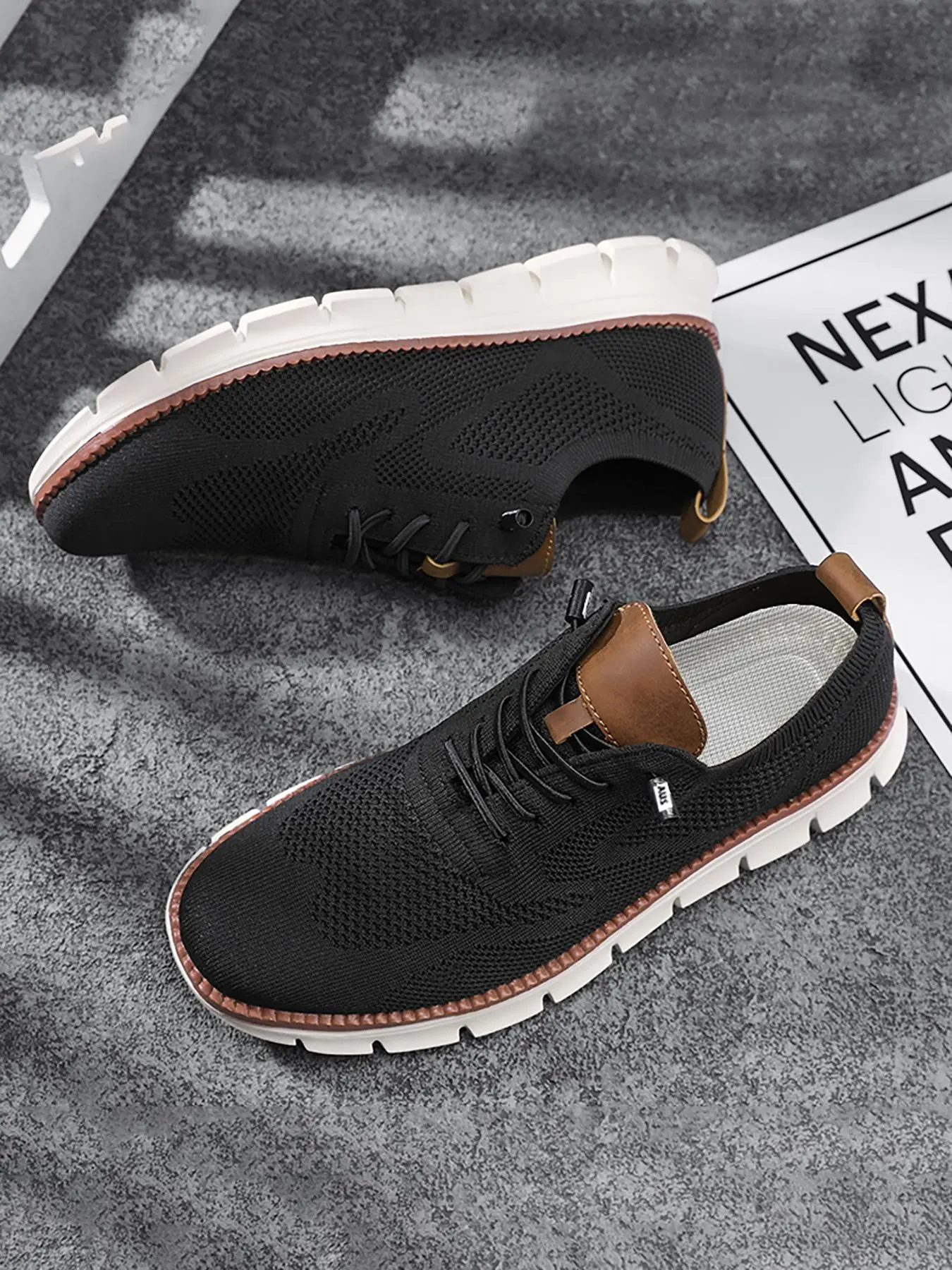 Men's Business Casual Lace Up Low Top Sneakers, Breathable Comfortable Sports Running Shoes, Male All-match Round Toe Shoes for Daily Wear, Knitted Running Shoes, Workout Sneakers, Sporty Running Shoes
