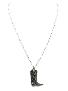 Western Cowboy Boots Turquoise Initial Necklace: N