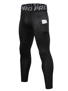 Men's Quick-Dry Compression Running Training Gym Sport Bottoms, Pocket Design, Comfortable and Breathable Workout Pants