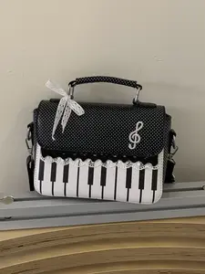 Music piano element package, niche music theme one-shoulder messenger bag, simple casual daily one-shoulder portable design, versatile suitable for daily commuting, Fashionable Unique Bags, Crossbody Bag, Casual Handbag Satchel, Casual Commuter Bag