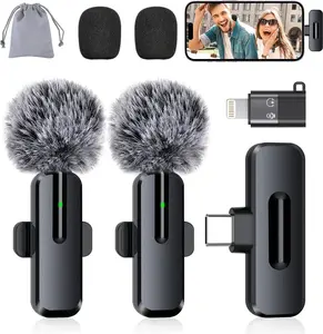 Mini Wireless Microphone for iPhone, Clip-on Lavalier Mic with Charging Case, Noise Reduction Mic for TikTok Video Recording