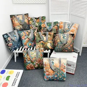 Trendy Women’s Canvas Tote Bag, Peacock Print Shoulder Handbag, Large Capacity Ethnic Boho Style Bag, Spacious & Durable for Shopping, Travel, Beach, Daily Casual Outings