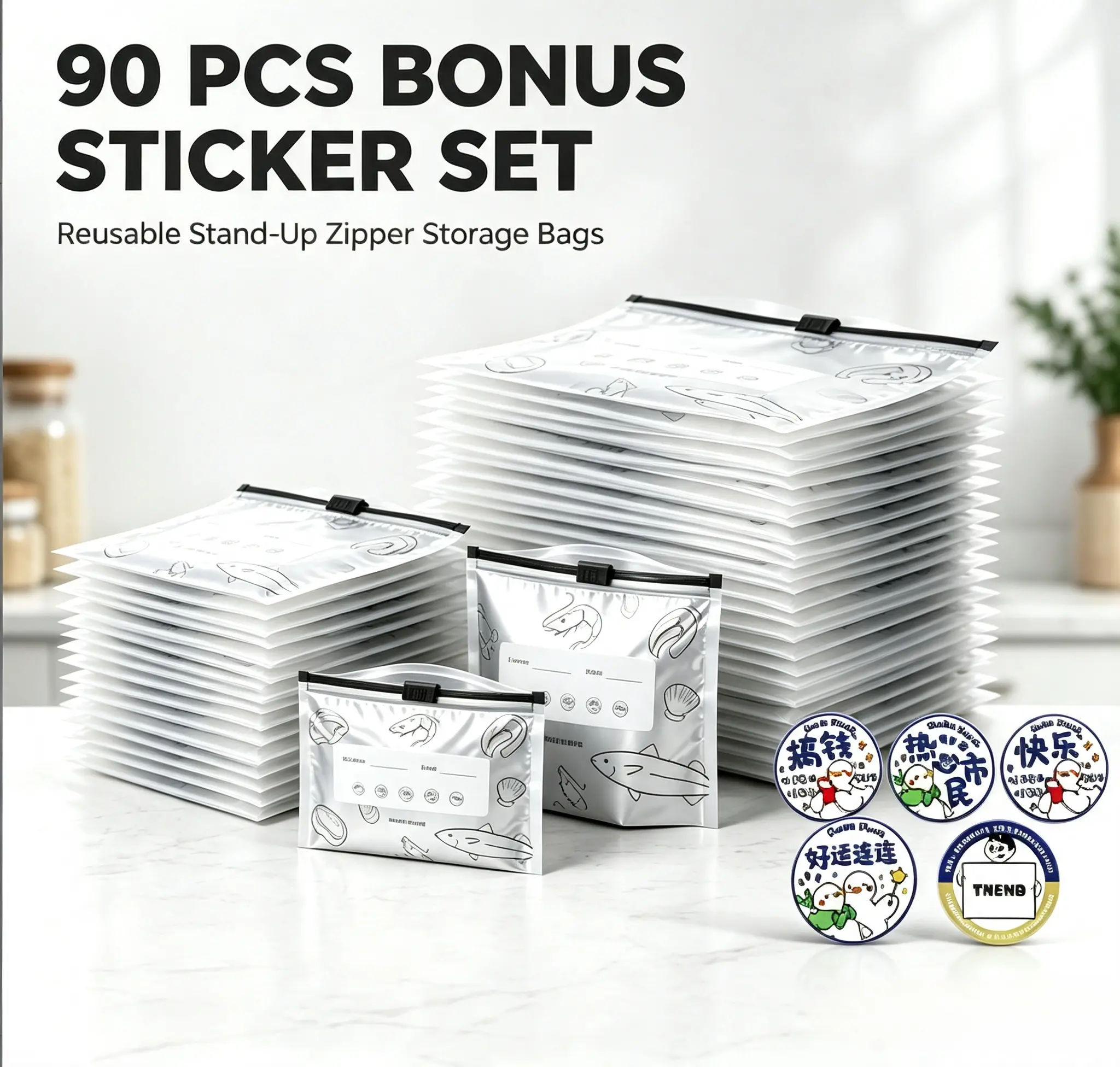 Reusable Aluminum Foil Storage Bags - 2026 New Resealable Zip-Lock Household Food Storage Containers with Label Slots, Multiple Sizes, Rectangular Home Supplies for Meal Prep, Vegetables, Fruits