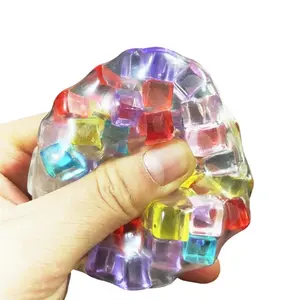 Rainbow Cube Stress Ball TPR Bead Pressure Reducing Decompression Pinch Ball for Children DIY Handmade Adult Vent Toy yippies bargain bins