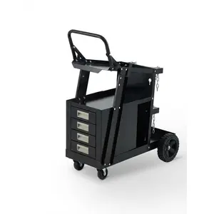 Welding Cart with 4 Drawers & Tank Storage, 270 LB Capacity, Heavy Duty Steel Welder Cart for MIG/TIG/Plasma Cutter, Industrial Welding Trolley for Shop Garage