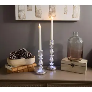 Set of 2 Illuminated Mercury Glass Taper Holders by Kim Gravel