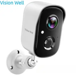 Vision Well Security Wihte Cameras Wireless Outdoor , 1080P HD Clear Picture WiFi Security with Spotlight and Two-Way Audio，Eesy To Install