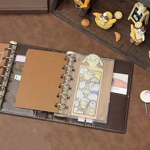 French Vintage Chocolate Latte A7 Dual Ring Notebook, Elegant Creative Detachable DIY Fill Blank Journal, Loose-Leaf Planner