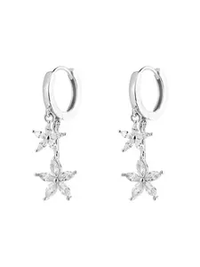 Elegant S925 Silver Zircon Flower Stud Earrings, Hypoallergenic Ear Cuff Set, Perfect Gift for Women, All-Season Wear, Includes Beautiful Box