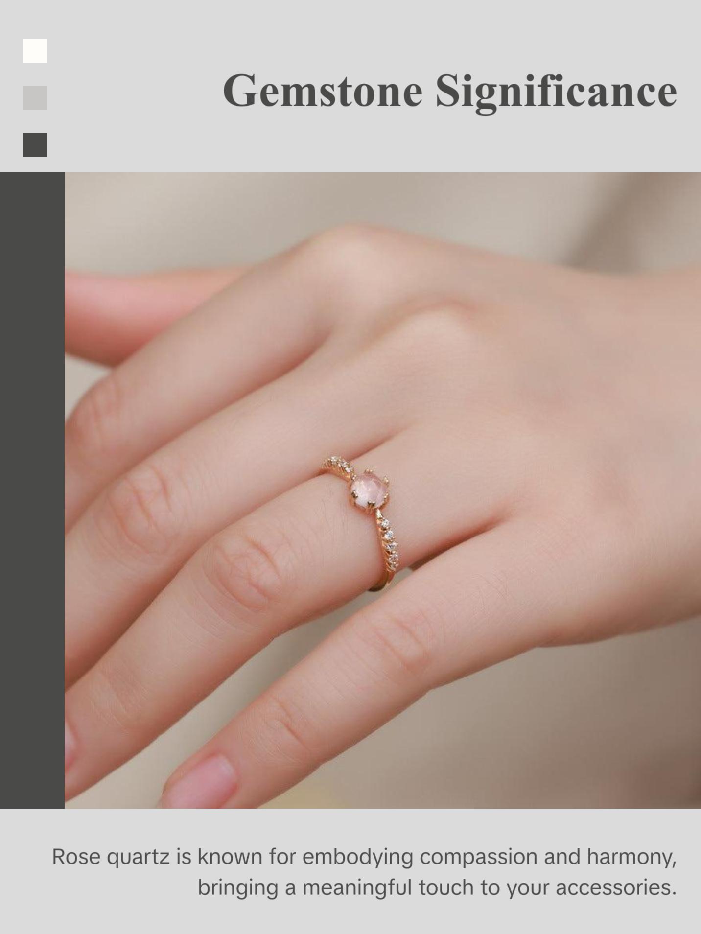 Rose Quartz Dainty Adjustable Ring