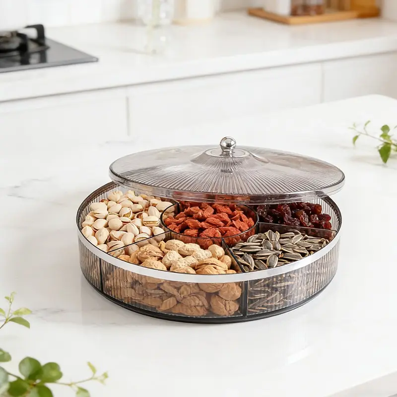 Clear Snack Storage Box, Snack Serving Tray with Lid, Snack Organizer, Home Organizer for Living Room, Kitchen, Party, Wedding, Birthday, Containers with Lids, Reusable Snack Container, Modern Organizer Containers, Food Storage Organizer