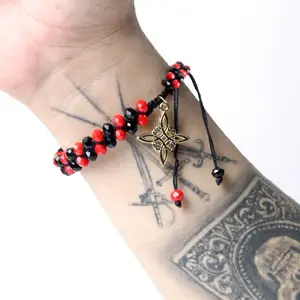 Witch’s Knot Protection Bracelet –Heavy-Duty Design  Red & Black, Handwoven, Unisex