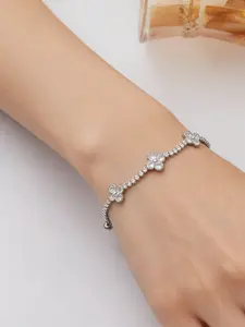 Fashionable Rhinestone Four-Leaf Clover Adjustable Bracelet, Luxurious Sparkling Versatile Jewelry for Holidays Parties Daily Use