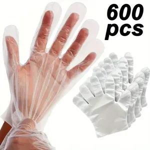 300/600pcs, Disposable Transparent Gloves, Suitable for Outdoor Activities And Cleaning Work