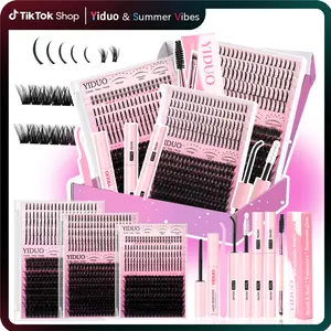 YIDUO Lash Clusters Kit with Spikes Bottom Lashes Extensions 816Pcs Bulk Packs with 2X Bond&Seal Wispy Individual Fake Eyelash Kit Wholesale Large Pack for Beginners Gift Choice