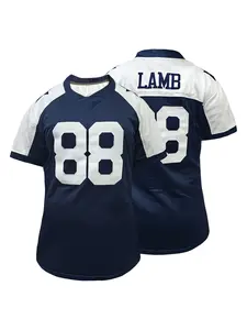 Women's Embroidered Football Jersey Sporty Loose-Fit Breathable Short Sleeve T-Shirt, American Football Style V-Neck Pullover for Outdoor Sports & Casual Wear Jersey Shirts