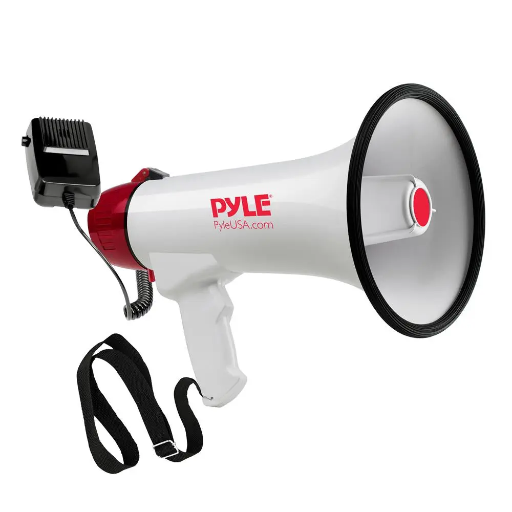 Megaphone Speaker PA Speaker System - Portable Gadget with Plug-In Handheld Mic, 8.0in x13.1in Compact Design, Adjustable Volume Control, Automatic Siren Function, Lightweight Chassis, Requires Batteries, Control Crowds From 1,000’+ Feet