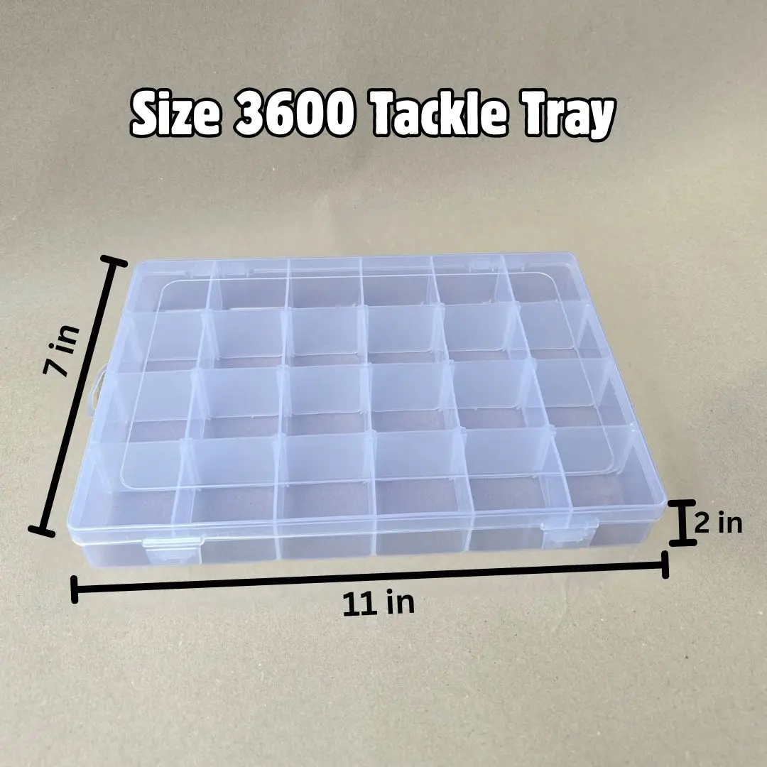 Fishing Tackle Box Set with Adjustable Dividers, Size 3600 Trays, Transparent Organizer, Plastic Tool Box, Bait Separator, 4 Packs Tackle Trays