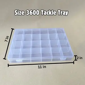 Fishing Tackle Box Set with Adjustable Dividers, Size 3600 Trays, Transparent Organizer, Plastic Tool Box, Bait Separator, 4 Packs Tackle Trays