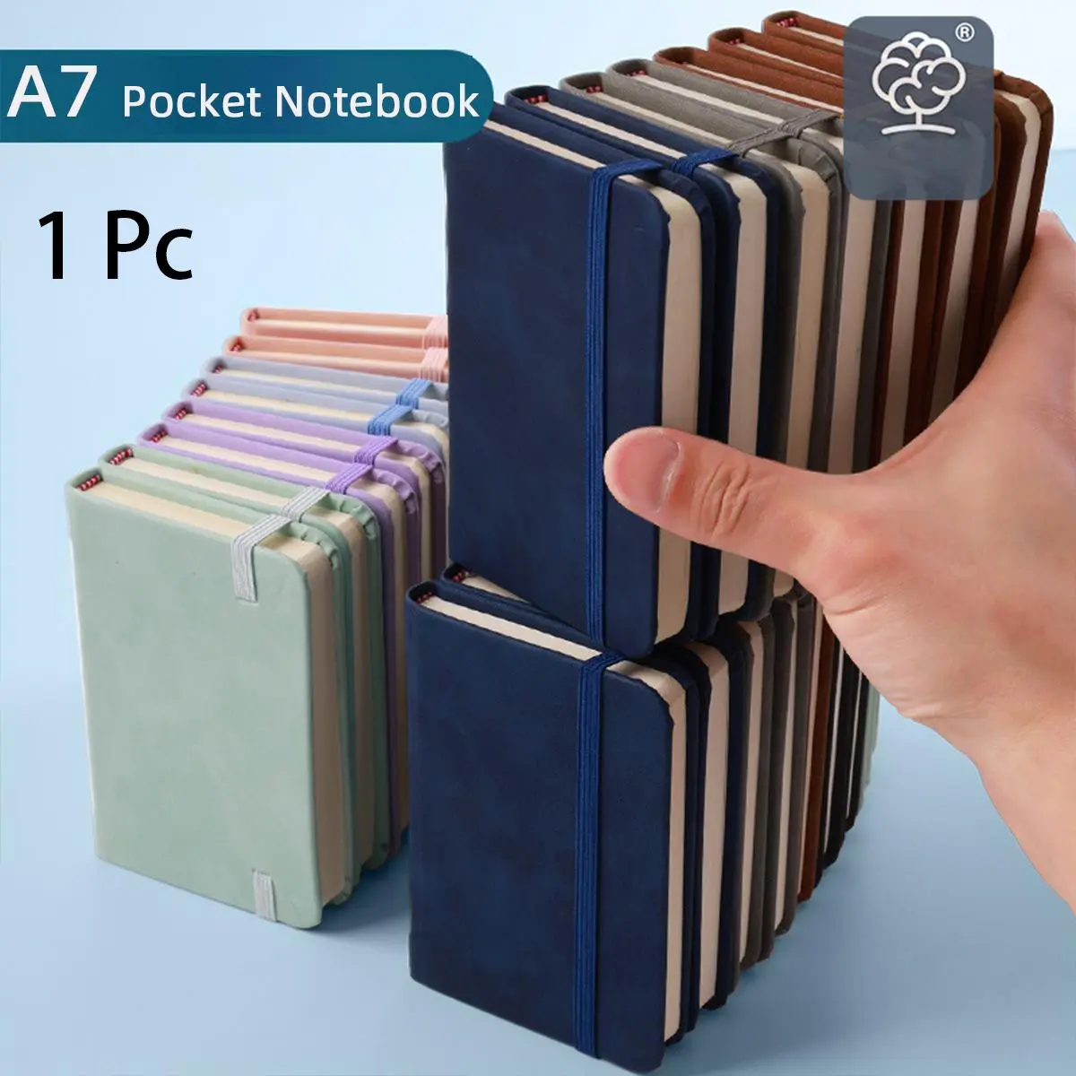 Mini Pocket Notebook A7 - Soft Leather Cover, 100 Sheets Thick Paper, Ink-Proof, 8 Colors, Elastic Band, Portable Journal for Notes, Work, Daily Memo, School and Office Supplies, Student Essentials, Writing Notebook, Journals For Writing