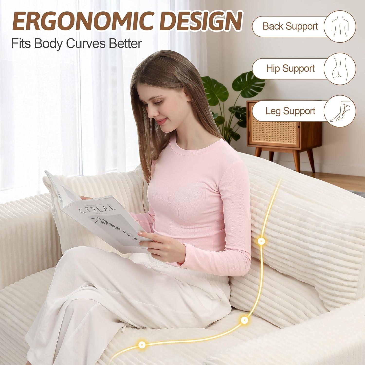 Winzoo Convertible Sofa Bed, Pull Out Boneless Couch Loveseat Floor Sofa Bed with Pillows, 2-Seater Folding Sofa Loveseat Boneless Couch for Living Room, Bedroom, Apartment, Office(Grey)