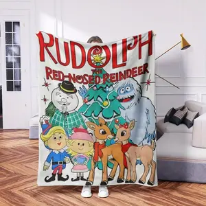 2025 Rudolph Reindeer Festival  Blanket - Soft, Warm, All-Season Comfort | Vibrant Cartoon Character Design | Perfect for Sofa, Bed, Travel, Camping, Office Chair |Skin-friendly, lightweight and soft
