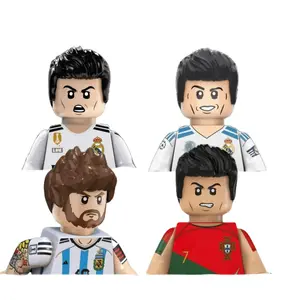 Custom Keychain & Figure – Messi & Ronaldo Soccer Stars Set with Trophies & Display Stand
