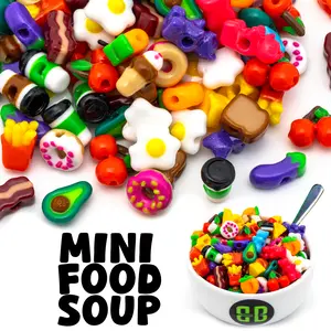 Mini Food Bead Soup - Random Mix of Mini Plastic Food Themed Beads by Weight