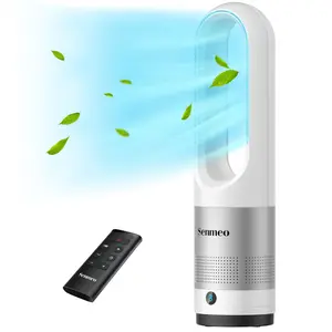 Bladeless Tower Fan with Remote – Quiet 8 Speeds, 9H Timer, 90° Oscillating, LED Display, Easy to Clean, Bladeless Desk Fan for Bedroom, Kitchen, Office