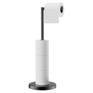 Toilet Paper Holder Stand with Storage, Free Standing Stainless Steel Floor Stand Dispenser Storages 4 Reserve Rolls for Bathroom Organiser Racks