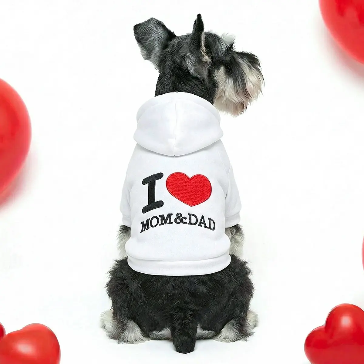 Love My Parents Hoodie, Sweater, Puppy Sweater, Casual Cute Hooded Sweatshirt for Pets Dogs and Cats, Teddy Bichon Pomeranian Miniature Dog Clothes, Outfits