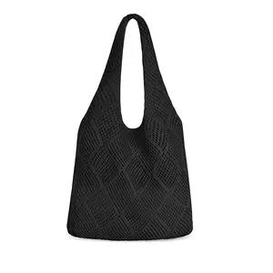 Hollow woven simple beach bag, large-capacity retro commuting single-shoulder bag, shopping bag, tote bag, Stylish tote bag