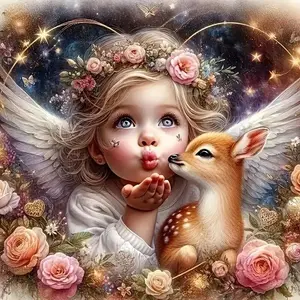 Teenager & Deer Design DIY Diamond Arts Colorful Painting Kit without Frame, 1 Set DIY 5D Diamond Arts Colorful Painting Kit, Wall Art Decor for Home Animals