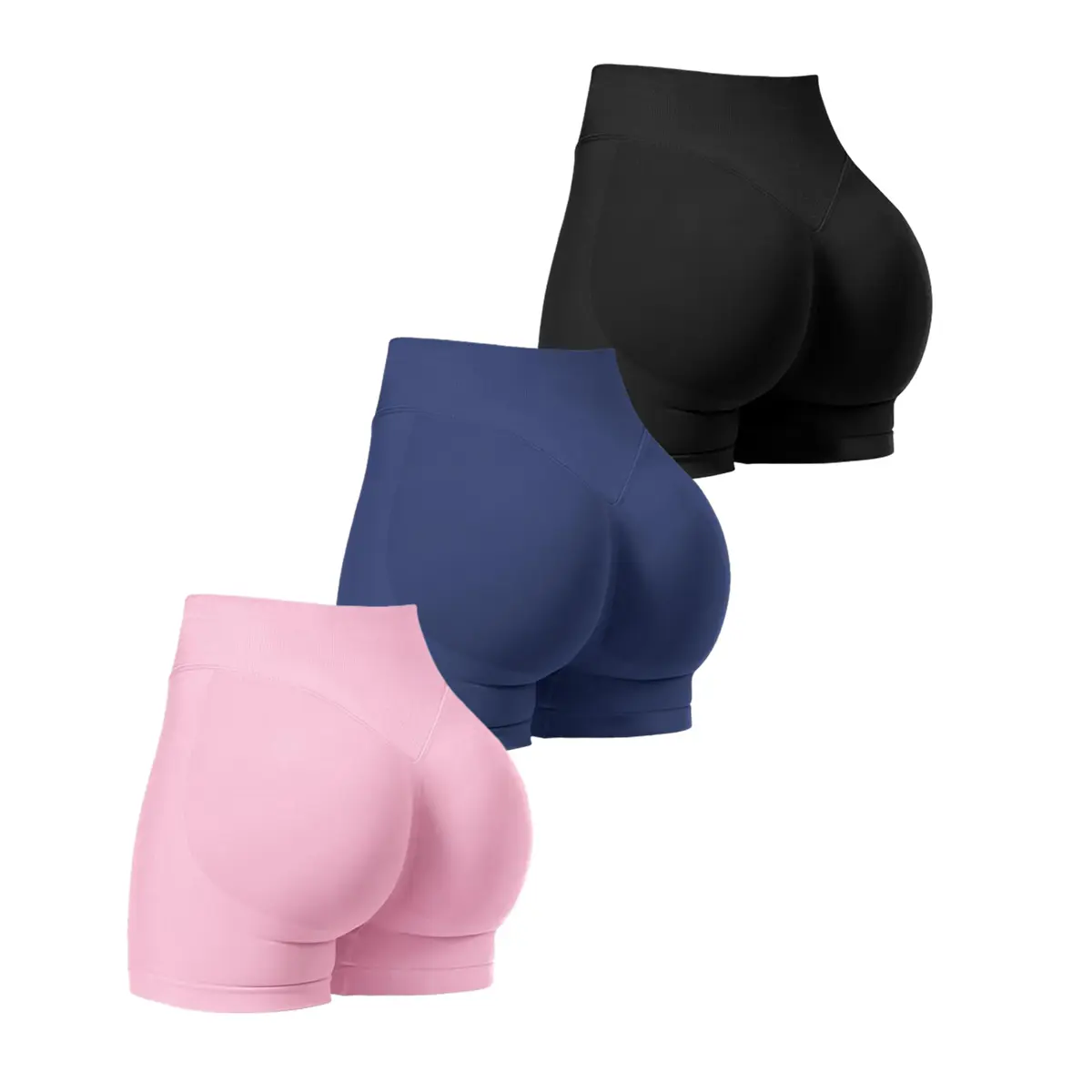 Women's High-Waist Seamless Biker Shorts - No Front Seam, Nylon Blend, V-Shape Back Waistband, Tummy Control, Scrunch Butt Lift, Breathable Fitness Shorts for Yoga, Workout Shaping & Gym Training