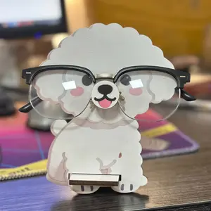 Cute Teddy Dog Eyeglass Holder, Cartoon Display Stand, Desktop Decoration, Animal Shape Glasses Organizer, Storage and Decorative Dual Function