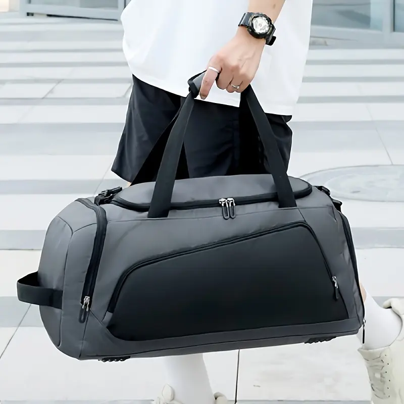 1pc Large Capacity Basketball Bag, Sports Fitness Shoulder Bag, Travel Luggage Handbag, Dry Wet Separation Sling Bag With Independent Shoe Compartment