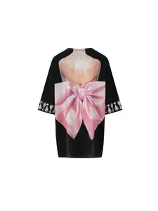 TCH—Light Luxury，Unisex Outfit, New Arrival Rhinestone Design Bow Neckness Patten Dress Womenswear Crewneck summer outfits women's clothing