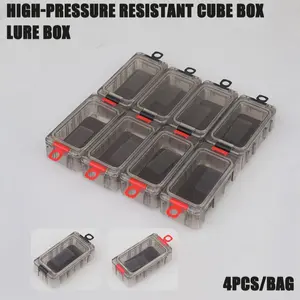 4 Pack Magic Cube Storage Box, Fishing Lure Bait Holder, Bass Boat Fish Hook False Bait Case, Accessories Organizer, Fishing Tackle Organizer, Fishing Equipment