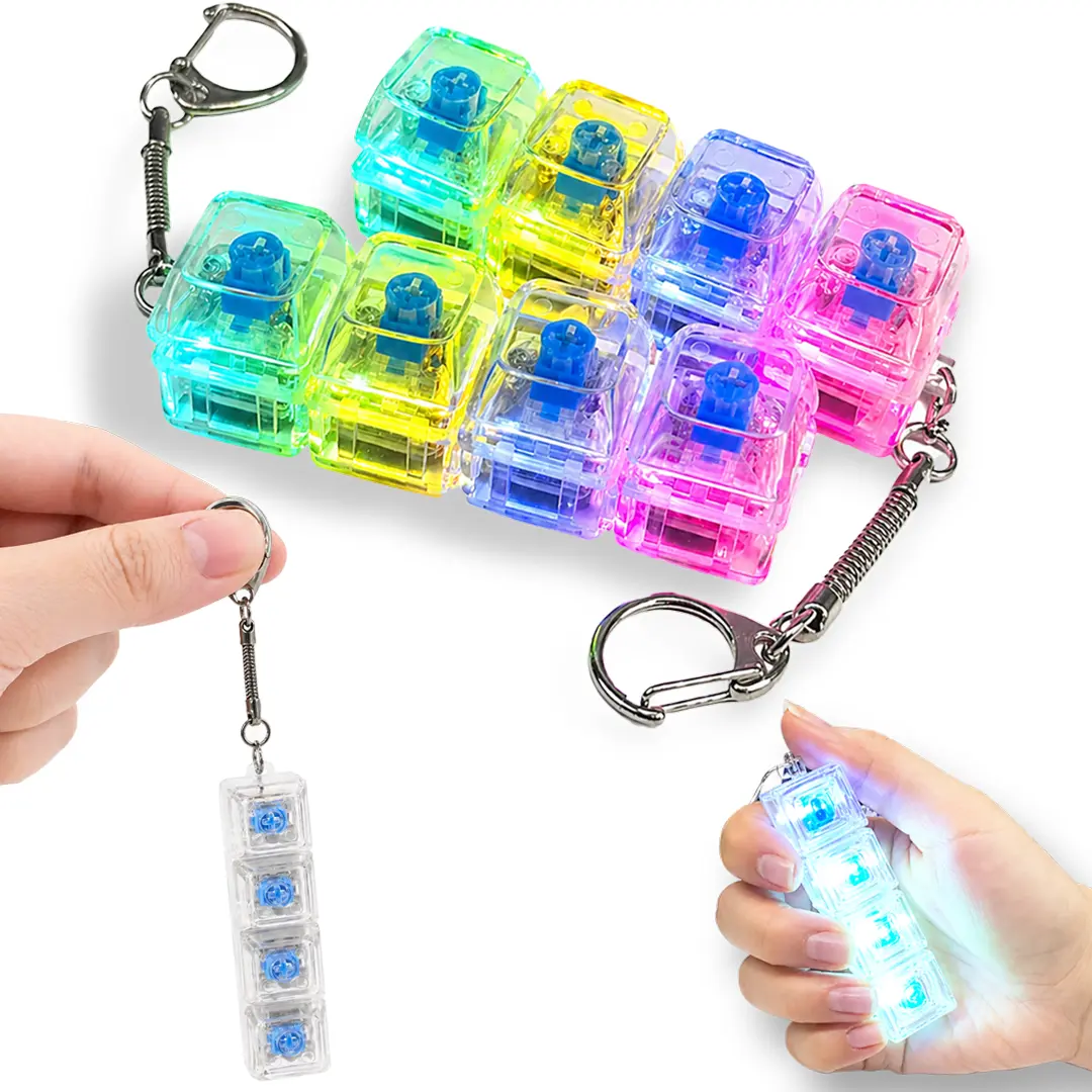 Keyboard Fidget Toy,Keyboard Fidget Keychain,4-in-1 Stress Relief Clicker Toy, Keyboards Button Finger Clicker for Anxiety Relief