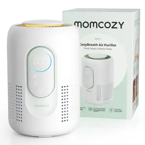 Momcozy Nursery Air Purifier, 4-Filter System with H13 HEPA & Carbon, Real-Time PM2.5 Air Quality Monitor & Display with 3-Color Status, Baby Air Purifier with 21 dB Sleep Mode, Dimmable Night Light