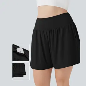 Halara SoftlyZero™ Airy Super High Waisted 2-in-1 Cool Touch Yoga Plus Size Shorts 7" with Pockets