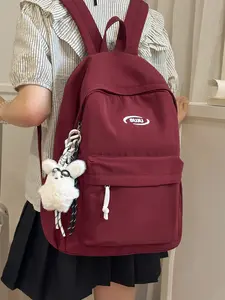 Women's backpack, solid color, clean color, backpack with letter zipper, fashionable, versatile, casual and simple, Durable Backpack, suitable for students to go to school, campus, commuting, business travel, shopping, women's backpack