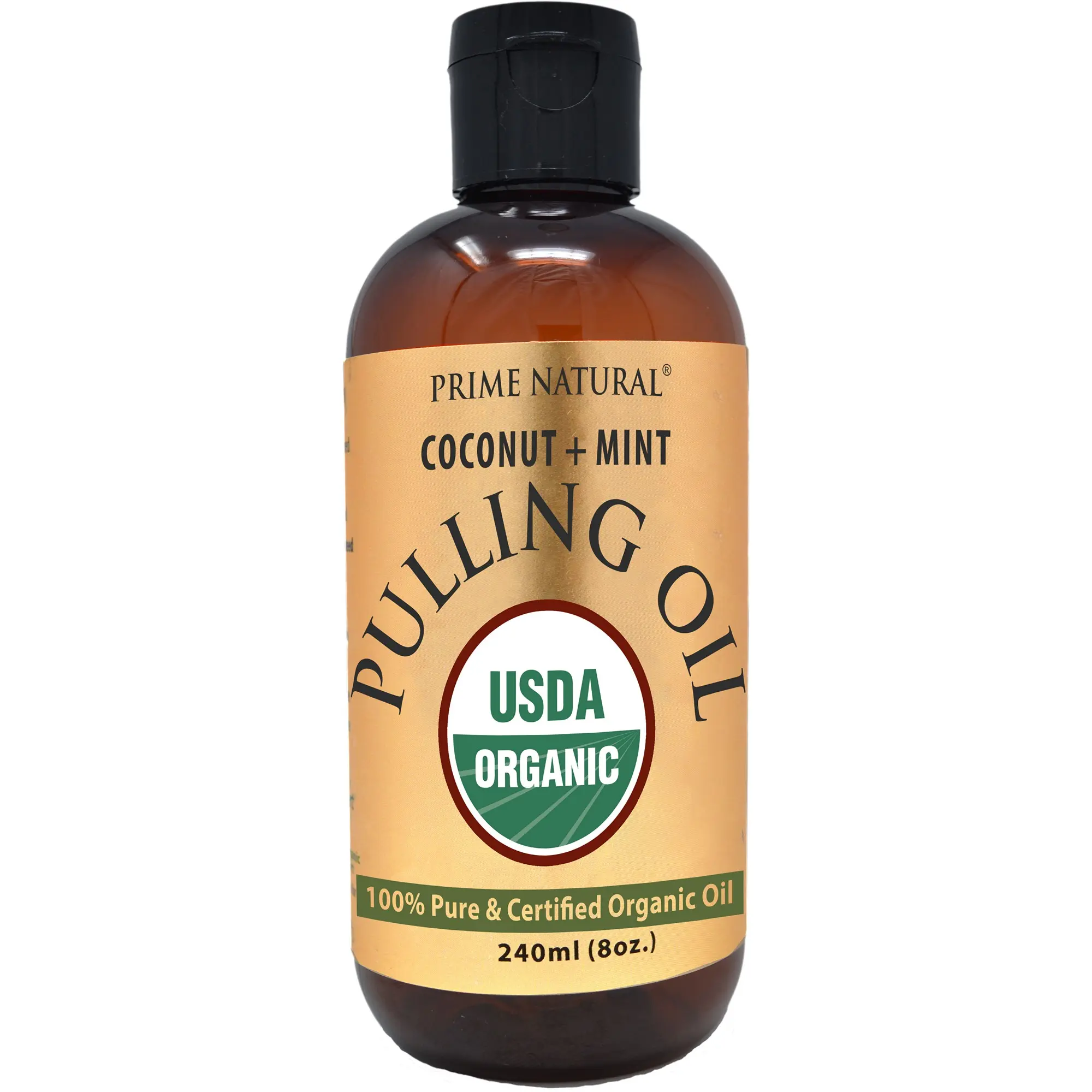 PRIME NATURAL Oil Pulling with Organic Coconut & Organic Peppermint Oil 8oz | Cocomint | Natural Oral Care & Teeth Whitening | Alcohol Free Mouthwash Freshens Breath, Healthier Teeth & Gums