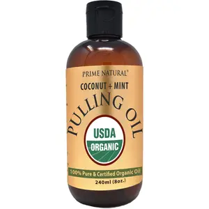 PRIME NATURAL Oil Pulling with Organic Coconut & Organic Peppermint Oil 8oz | Cocomint | Natural Oral Care & Teeth Whitening | Alcohol Free Mouthwash Freshens Breath, Healthier Teeth & Gums