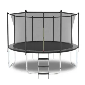 8FT Outdoor Trampoline with Safety Enclosure Net, Heavy-Duty Jumping Mat, Spring Cover Padding & Trampoline Workout Support for Kids