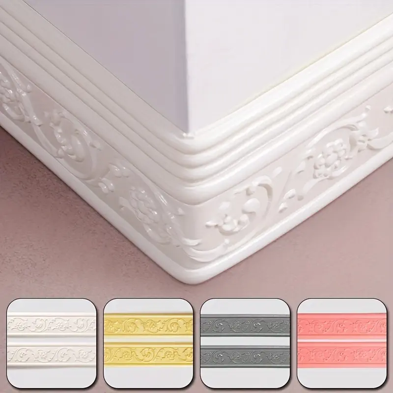 8cm x 9.2m Elegant 3D Pattern Wall Trim Line,Waterproof Foam Molding for Baseboard and Wall Decor Perfect for Hotel,Restaurant,Office